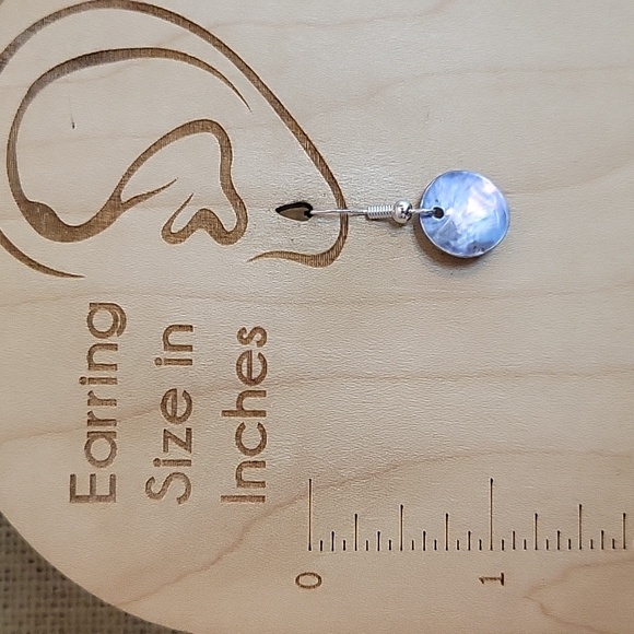 NATURAL SHELL DAINTY DROP EARRINGS,  BLUE - Picture 5 of 5